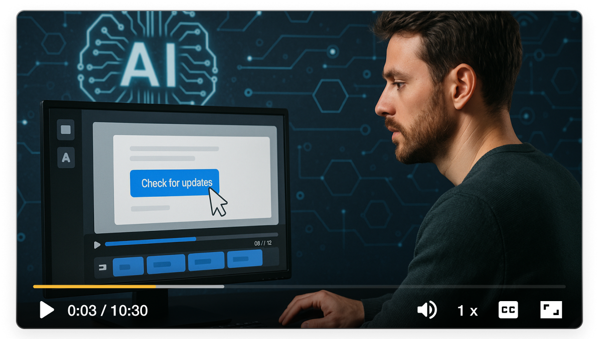 IT runbook video creator in Visla showing an IT professional turning a static PDF into a clear, step-by-step tutorial video
